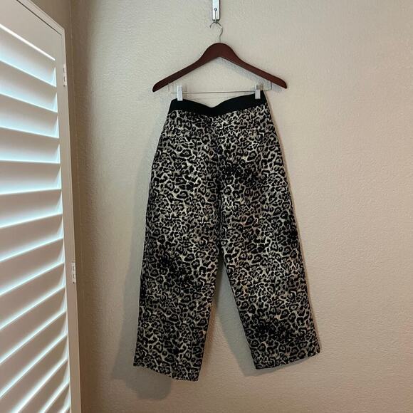 All Saints Jemi Leppo Trouser Wide Leg Cropped Metallic Animal Print Pants 6 - Picture 5 of 7